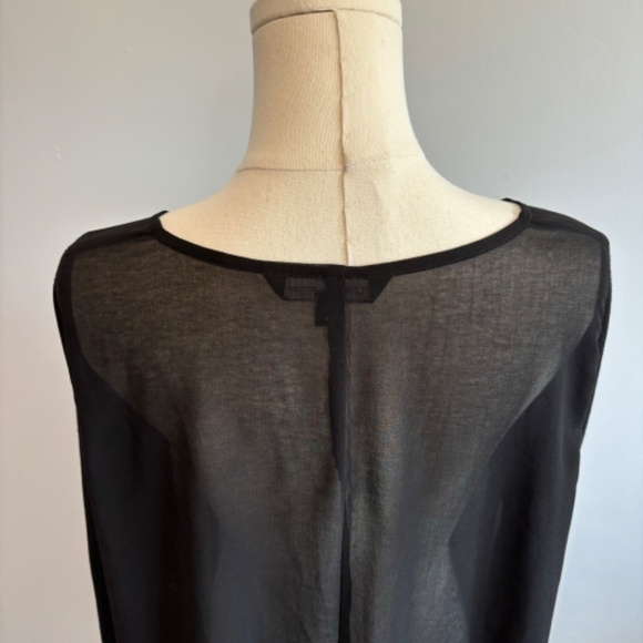 LOB Collection, Women's Knit Long Sleeve Top with a Chiffon Body, Black, SZ M - Picture 7 of 9